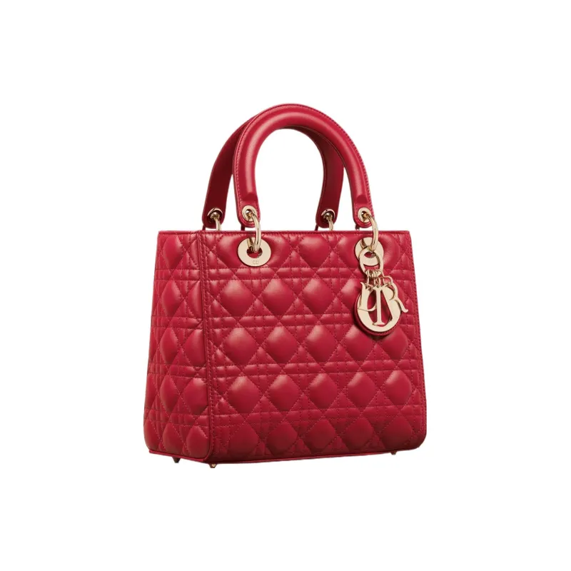 DIOR Lady Dior Lambskin Dior Bag Shoulder Bag Crossbody Bag Handbag Medium Size Women's Isolated Heather Red-2