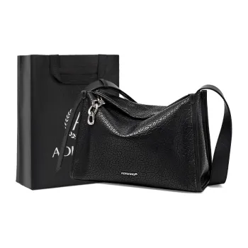 AOKANG Cow Leather Boston Bag, Pillow Bag, Tote Bag, Crossbody Bag Women's Classic Black/Milk Tea