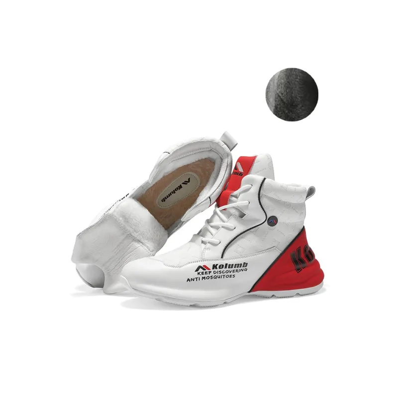 KOLUMB Cushioning Slip Resistant High Top Outdoor Shoes Men's White Red-2