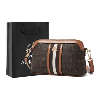 AOKANG PVC Small Square Bag, Shoulder Bag, Crossbody Bag, Mom Bag Women's Cocoa Coffee & Yellow Brown/Cream Apricot