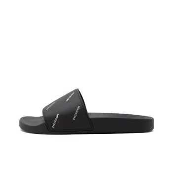 Balenciaga Pool Slides Repeat Logo Black White