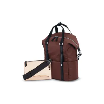 SAMSONITE Nylon Handbag Shoulder Bag Backpack Women's Chocolate Plum With Rose Gold Mirror Finish
