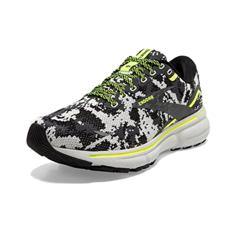 Brooks Ghost 15 Cushioning Anti Slip And Wear Resistant Coverage Low Top Running Shoes Women's Black Gray Yellow-2