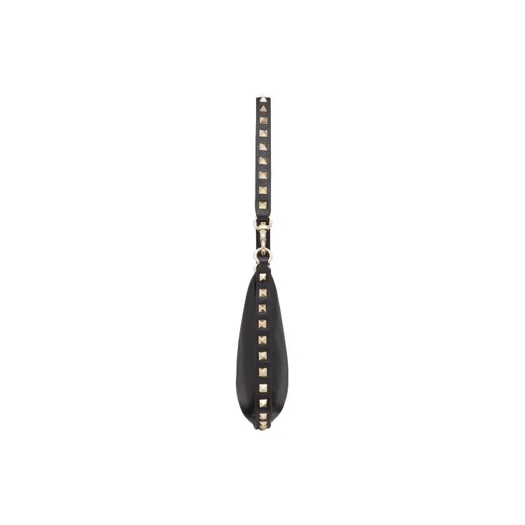 Valentino ROCKSTUD Grain Cow Leather Clutch Mini Women's Black-2
