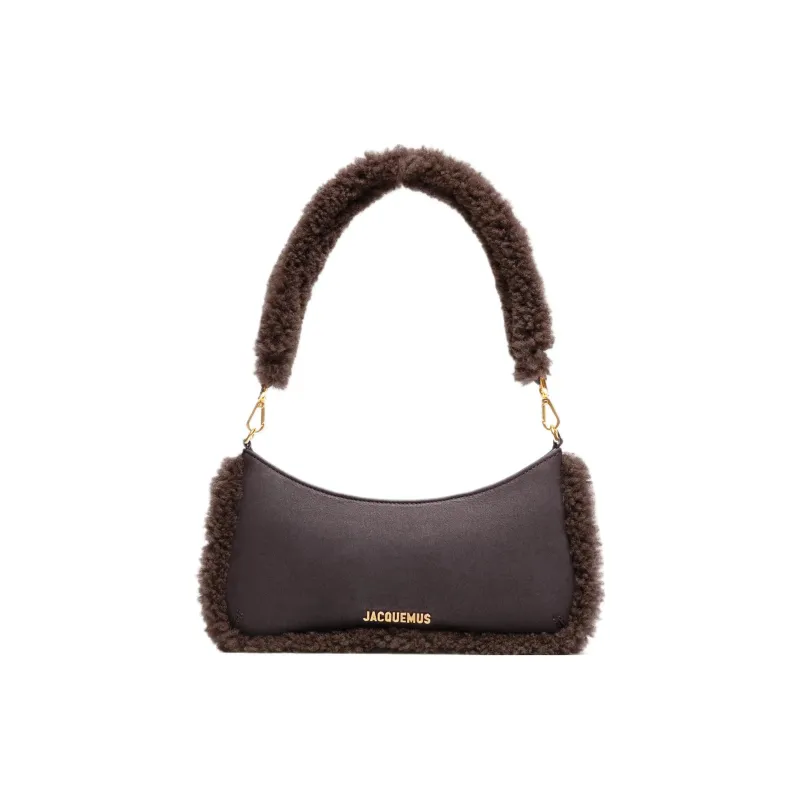 Jacquemus Le Bisou Shearling Handbag Shoulder Bag Women's Dark Brown-0