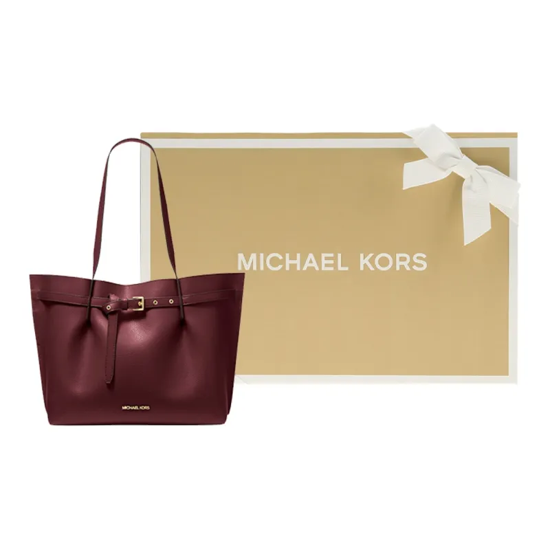 MICHAEL KORS Emilia Cow Leather Shoulder Bag Large Size Women's Burgundy-6