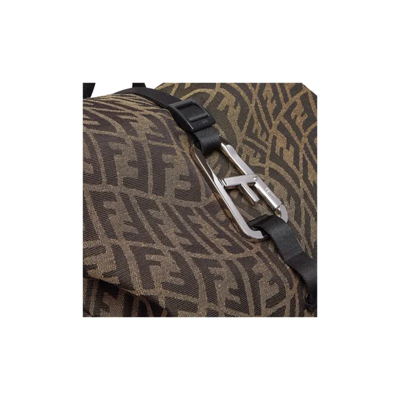 FENDI Canvas With Leather Backpack Men's Brown/Black-4
