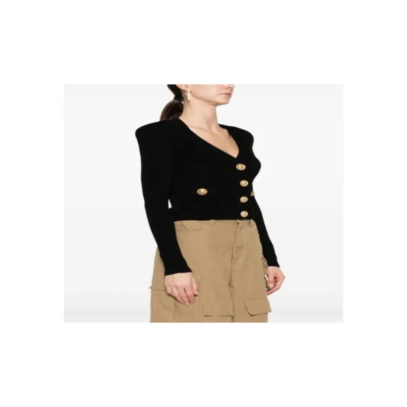 BALMAIN Button Embellished Ribbed Cardigan-2