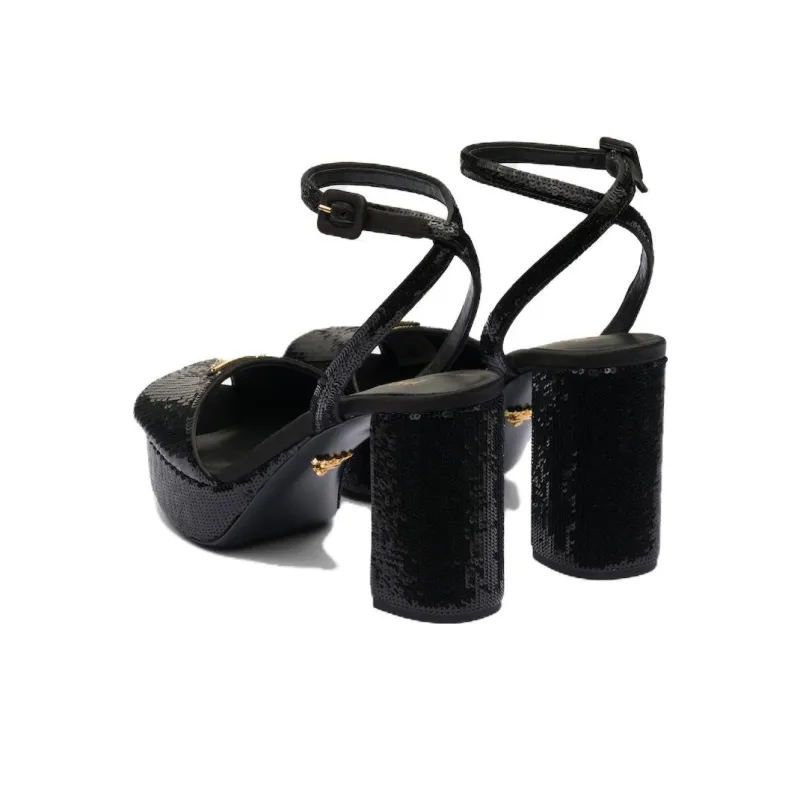 PRADA Sequinned Platform Sandals-4