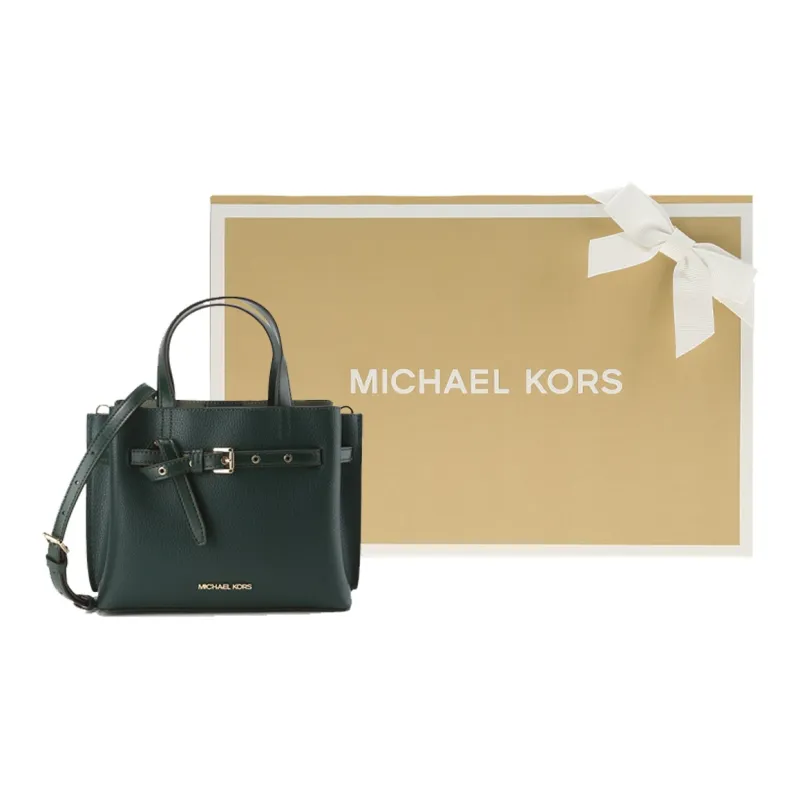 MICHAEL KORS Emilia Leather Tote Bag, Shopping Bag, Shoulder Bag, Handbag Trumpets Women's Dark Green-4