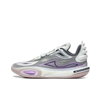 LiNing All City 11 V2 Kids & Youth Cushioning, Wear Resistant Low Top Basketball Shoes Unisex White Purple