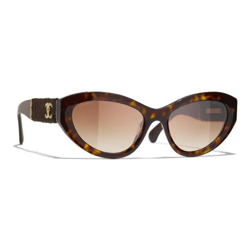 CHANEL Acetate Irregular Shape Sunglasses Men's Tortoiseshell-2