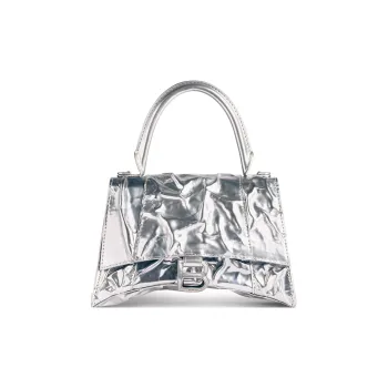 Balenciaga Hourglass Lambskin Hourglass Bag Shoulder Bag Crossbody Bag Handbag Small Size Women's Silver