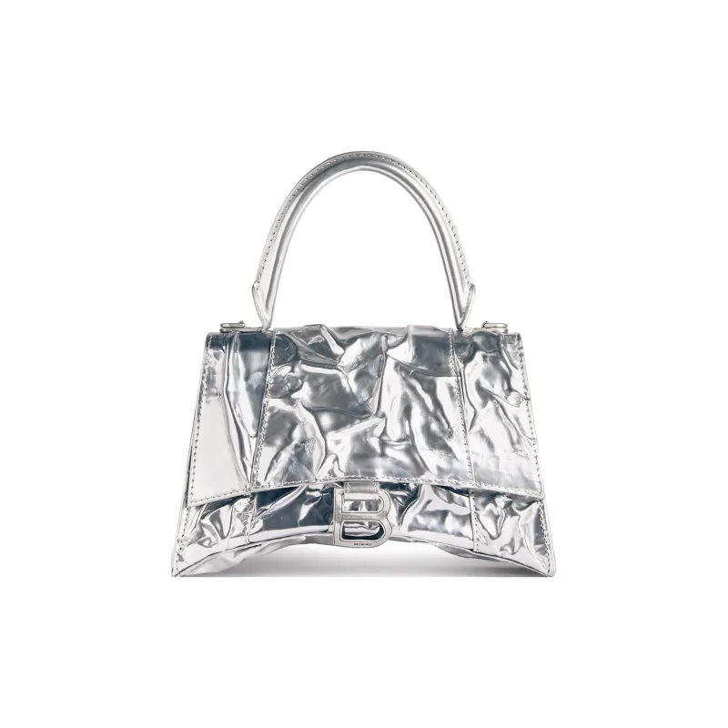 Balenciaga Hourglass Lambskin Hourglass Bag Shoulder Bag Crossbody Bag Handbag Small Size Women's Silver-0