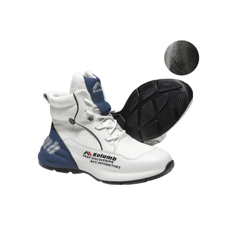 KOLUMB Cushioning Slip Resistant High Top Outdoor Shoes Men's White Blue-5