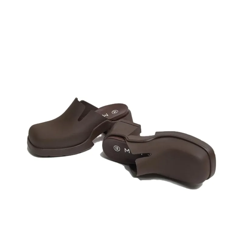 MIISTA Wrap-toe Slippers 6cm Women's Brown-1