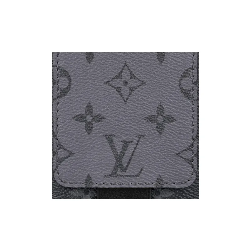 LOUIS VUITTON Coated Canvas Cow Leather Patchwork Trim Cell Phone Pouch Shoulder Bag Crossbody Bag Regular Men's Gray-4