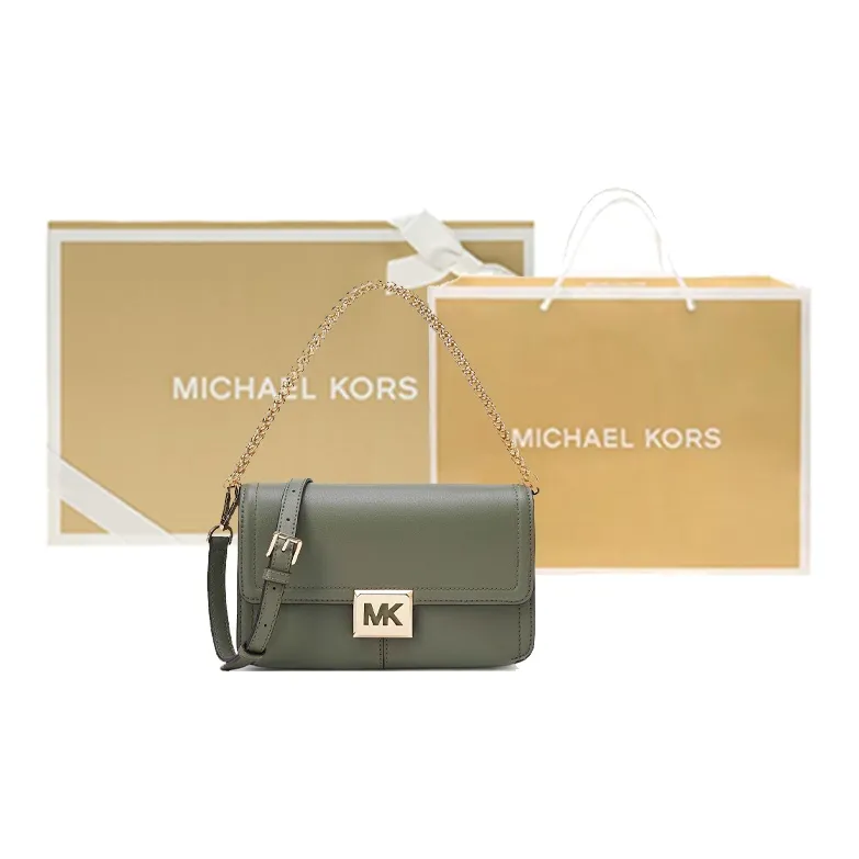 MICHAEL KORS Sonia Cowhide Leather One Shoulder Handbag, Crossbody Bag Medium Size Women's Army Green-6