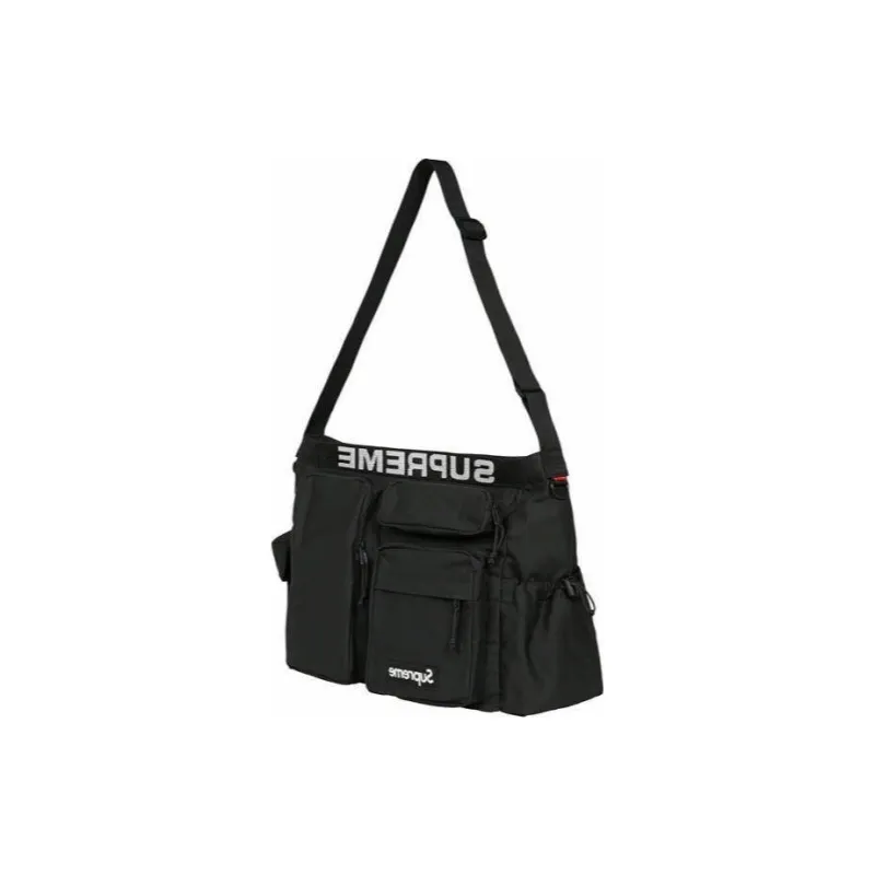 Supreme Cotton With Nylon Messenger Bag, Shoulder Bag, Crossbody Bag Unisex Black-3