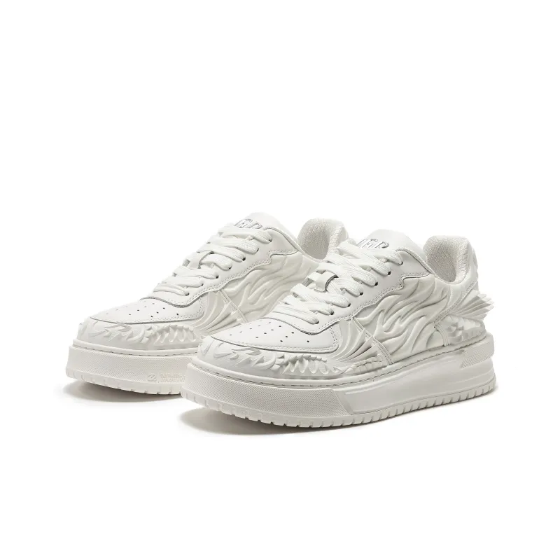 OGR Dragon Scales Model Low-Top Skateboard Shoes Unisex Pure White-2