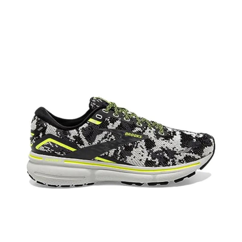 Brooks Ghost 15 Cushioning Anti Slip And Wear Resistant Coverage Low Top Running Shoes Women's Black Gray Yellow-1