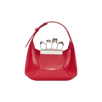 Alexander McQueen Cow Leather Hobo Bag, Shoulder Bag, Crossbody Handbag Mini Women's Red