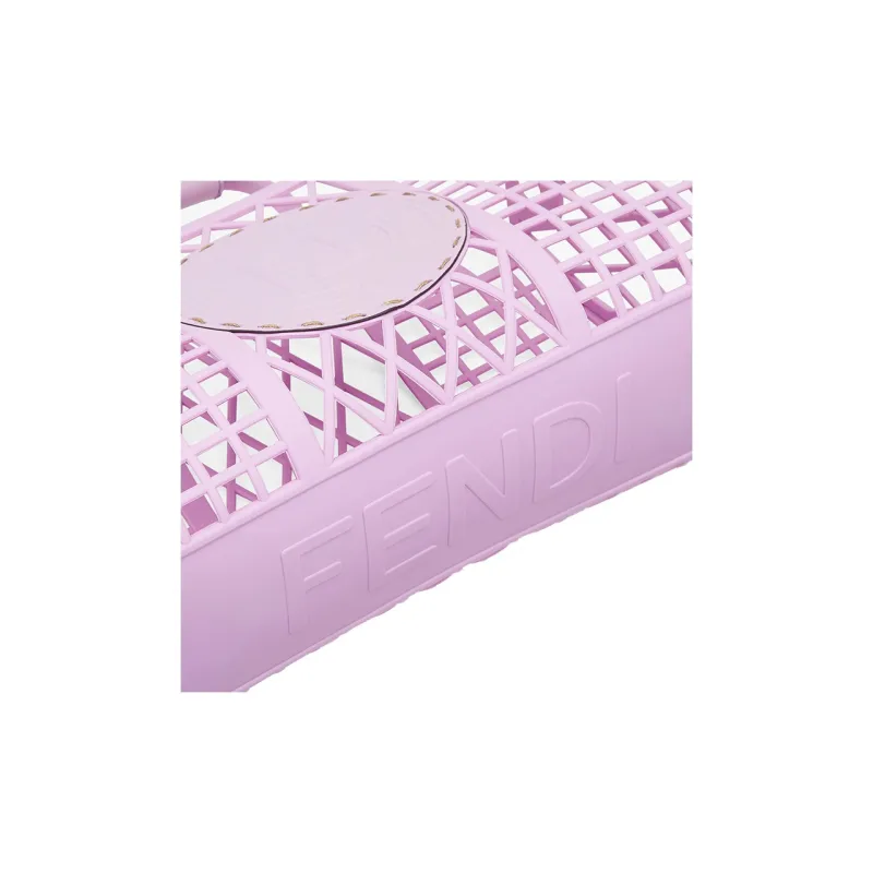 FENDI Recycled Material Embossed Calfskin Basket Bag Handbag Small Size Women's Light Purple-4