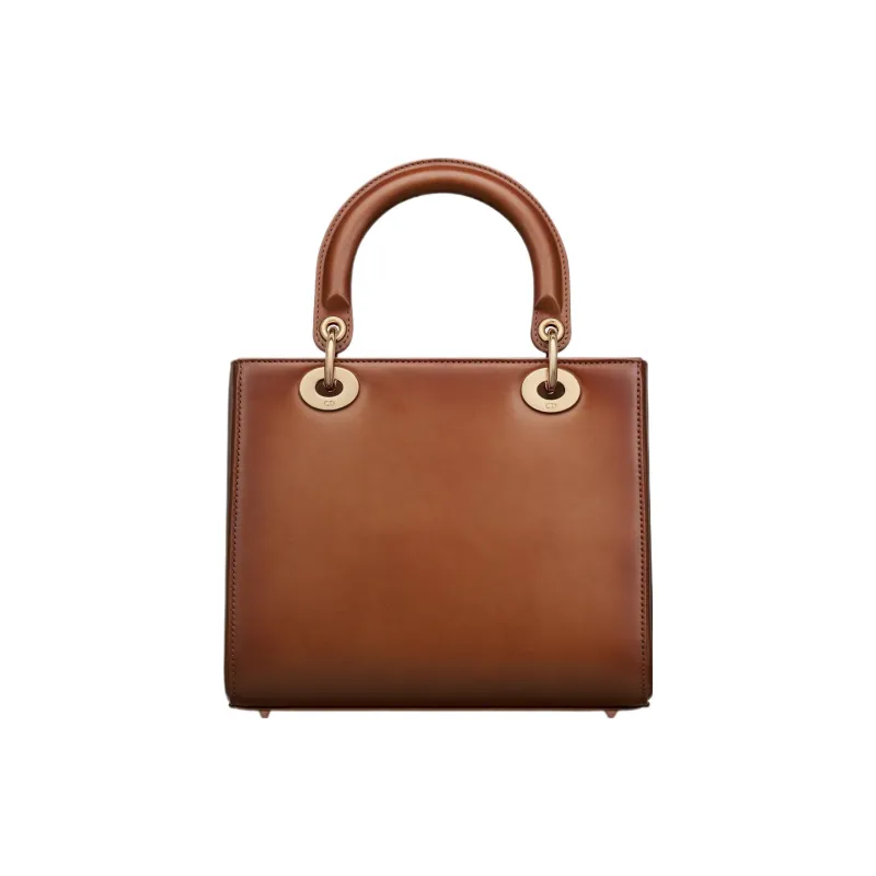 DIOR Lady Dior Cow Leather Dior Bag Shoulder Bag Crossbody Bag Handbag Medium Size Women's Brown-2