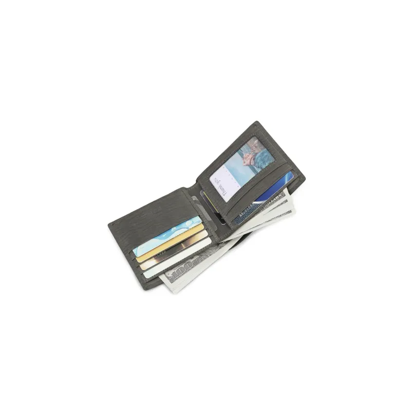 PIERRE CARDIN Top Grain Cow Leather Card Holder, Wallet Men's Gray/Yellow-4