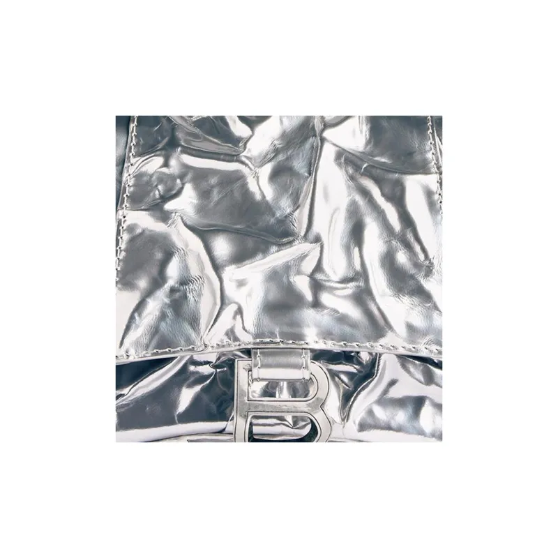 Balenciaga Hourglass Lambskin Hourglass Bag Shoulder Bag Crossbody Bag Handbag Small Size Women's Silver-5