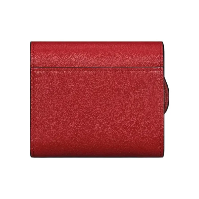 DIOR Saddle Goatskin Wallet Women's Lonely Flower Red-3