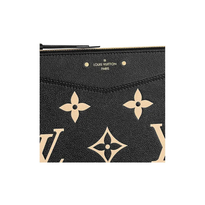 LOUIS VUITTON Grain Cow Leather Clutch Women's Black-4