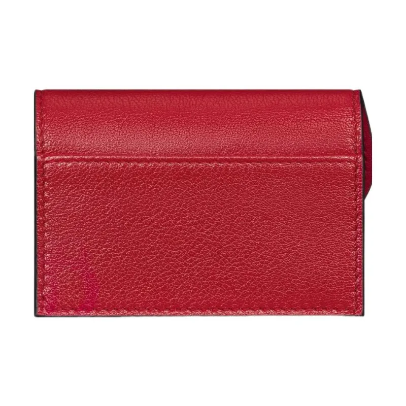 DIOR Saddle Goatskin Card Clip Card Holder Women's Lonely Flower Red-3