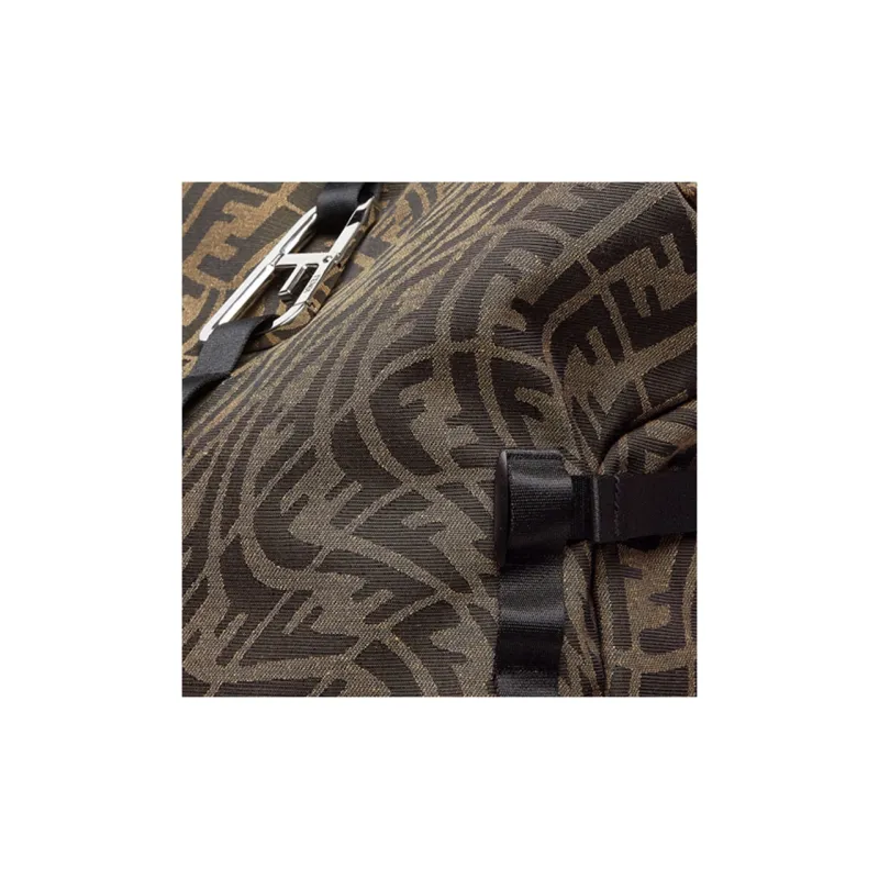 FENDI Canvas With Leather Backpack Men's Brown/Black-3