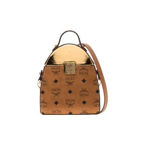MCM Stark Visetos Canvas Portable Crossbody Canvas Bag, Shoulder Bag Mini Women's Brown