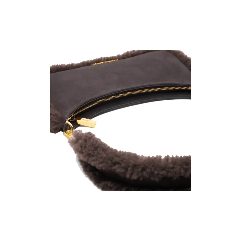 Jacquemus Le Bisou Shearling Handbag Shoulder Bag Women's Dark Brown-4