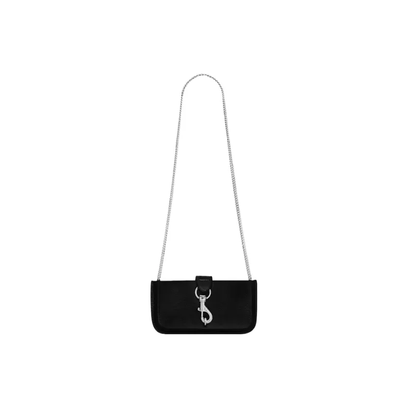 REBECCA MINKOFF Mirror Metal Cell Phone Pouch Shoulder Bag Crossbody Bag Women's Black-1