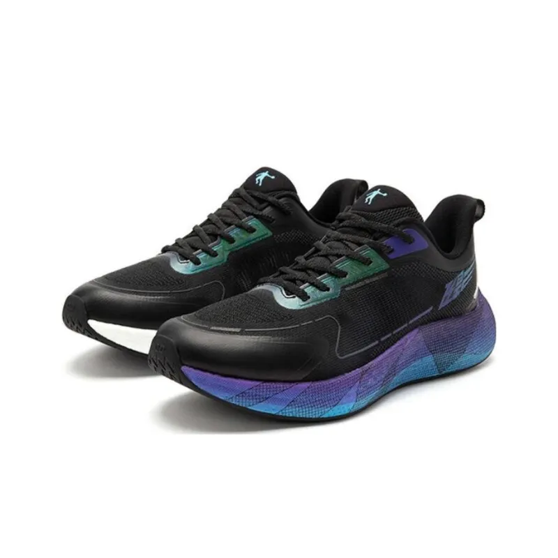 QIAODAN Flying Shadow 3.0 Slip Resistant Rebound Low Top Running Shoes Men's Black Purple-3
