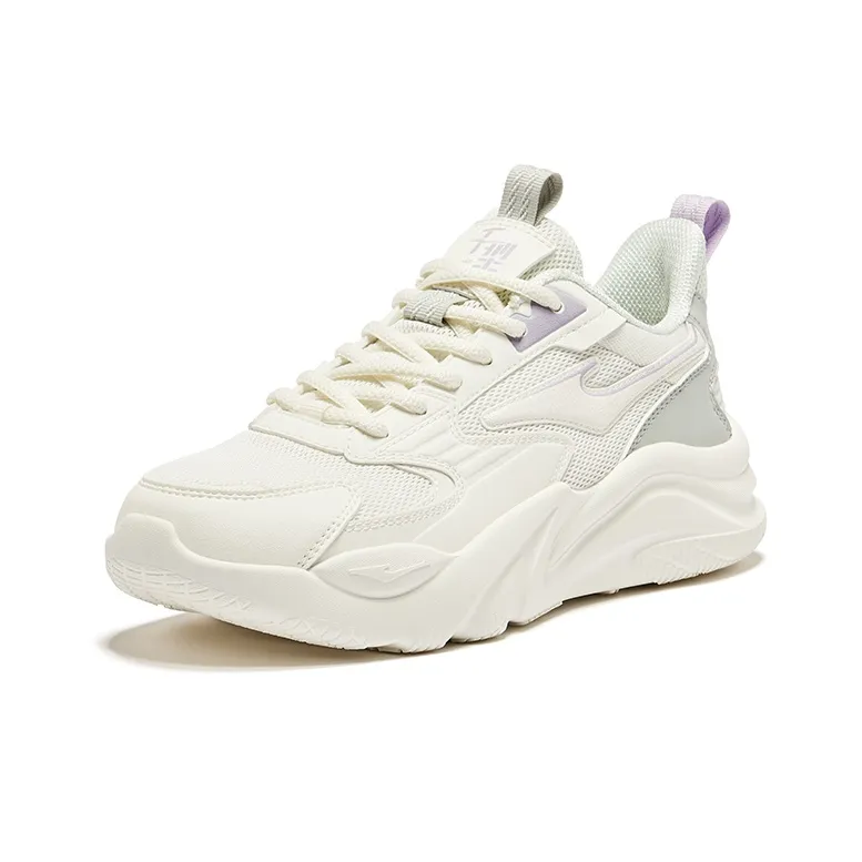 Erke Jie Ao 2.0 Cushioning Wear Resistant Low Top Casual Shoes Women's White Gray Purple-2