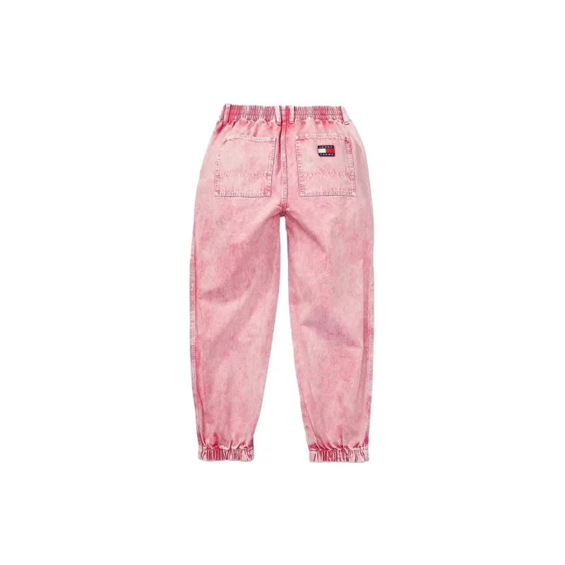 Tommy Hilfiger Pull-On Mom Jean Bottoms Pink Dream Faint Pink Acid Wash Jeans Women's Pink-1