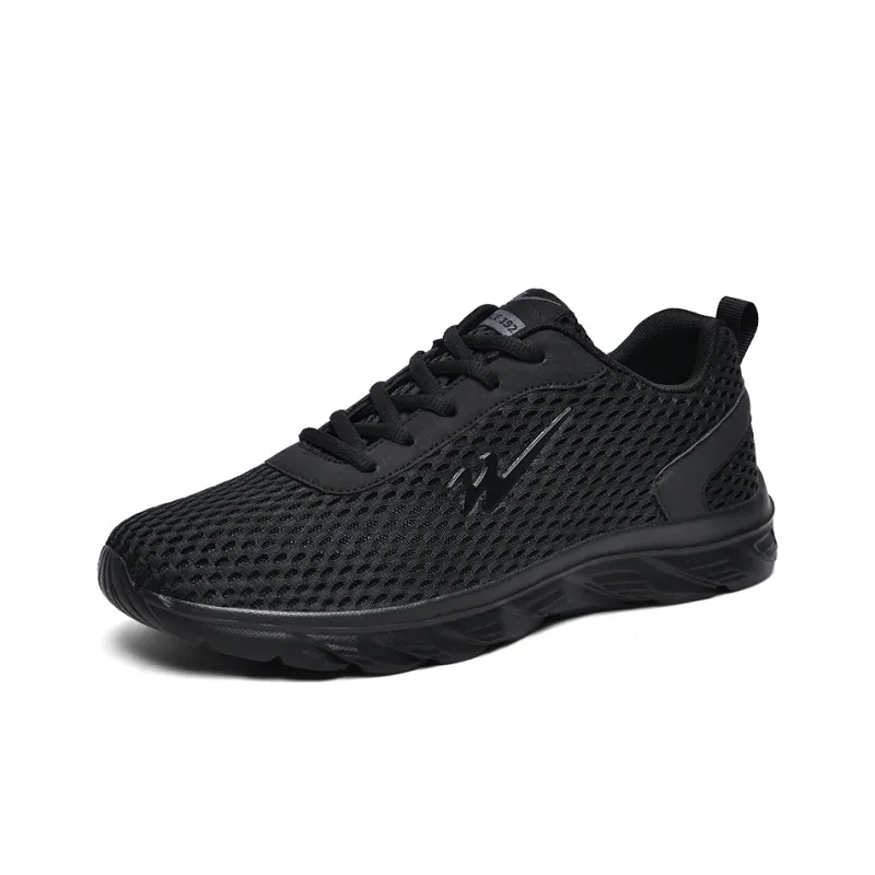 Binary Cushioning Rebound Lightweight Breathable Slip Resistant Low Top Running Shoes Men's Black Warrior-1