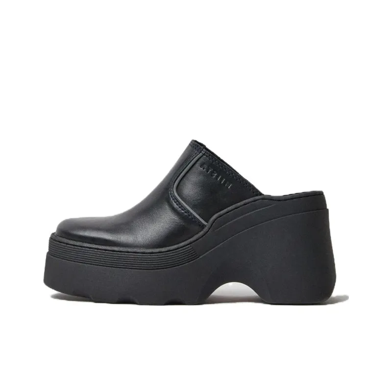 MIISTA Wrap-toe Slippers 10cm Women's Black-0