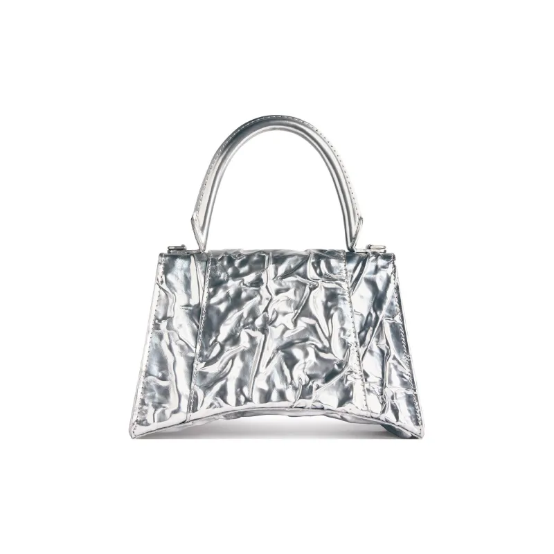Balenciaga Hourglass Lambskin Hourglass Bag Shoulder Bag Crossbody Bag Handbag Small Size Women's Silver-4