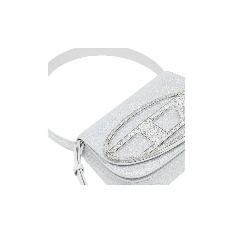 DIESEL Polyethylene Terephthalate With Cow Leather Portable Crossbody Bag, Shoulder Bag Women's Silver-4