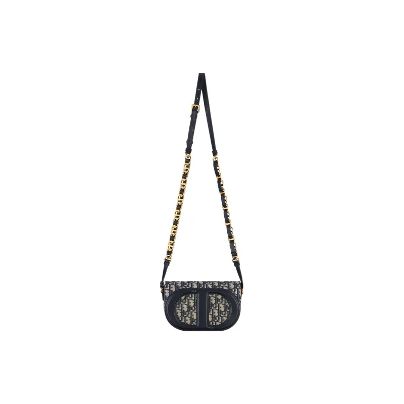 DIOR Leather Shoulder Bag Crossbody Bag Regular Women's Blue-4