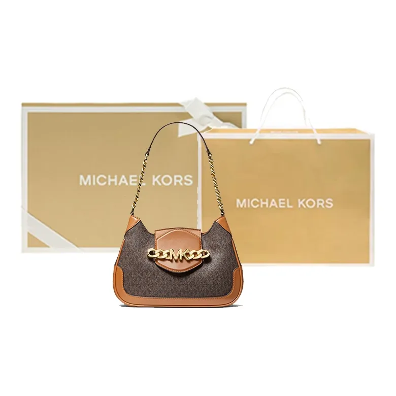 MICHAEL KORS Hally Artificial Leather Shoulder Bag Women's Dark Brown-8