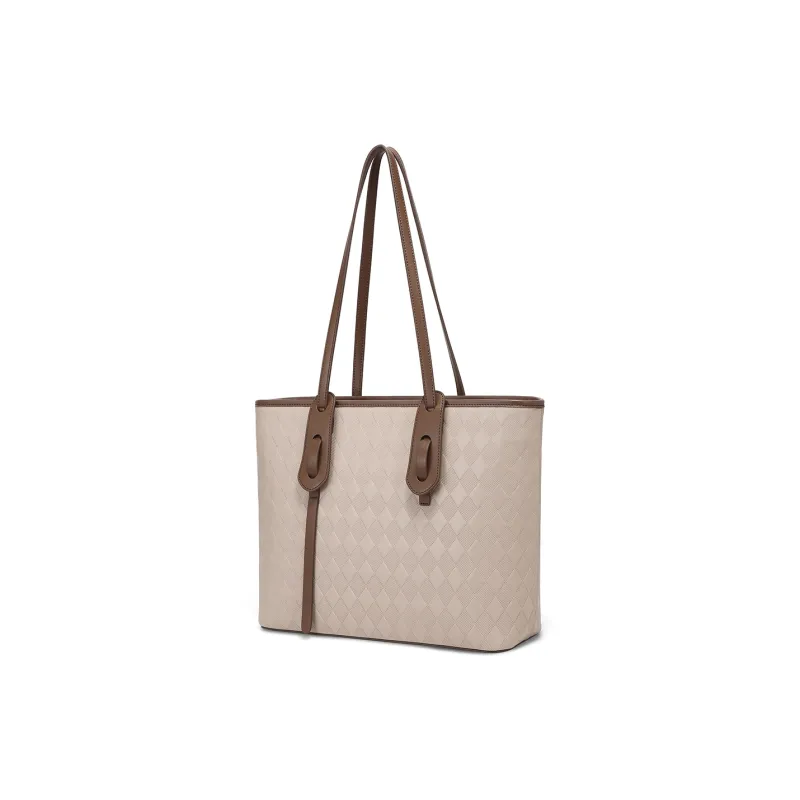 MEXICAN Polyurethane Leather Tote Handbag, Shoulder Bag Women's Apricot & Coffee/Dark Brown & Brown/Ecru & Pink-1