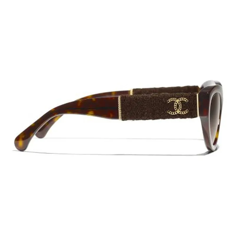 CHANEL Acetate Irregular Shape Sunglasses Men's Tortoiseshell-1