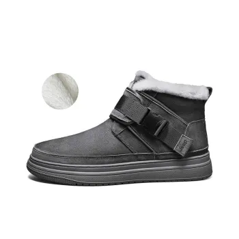Jeep Warm Fleece Lined Padded Shoes Short Snow Boots Men's Dark Gray