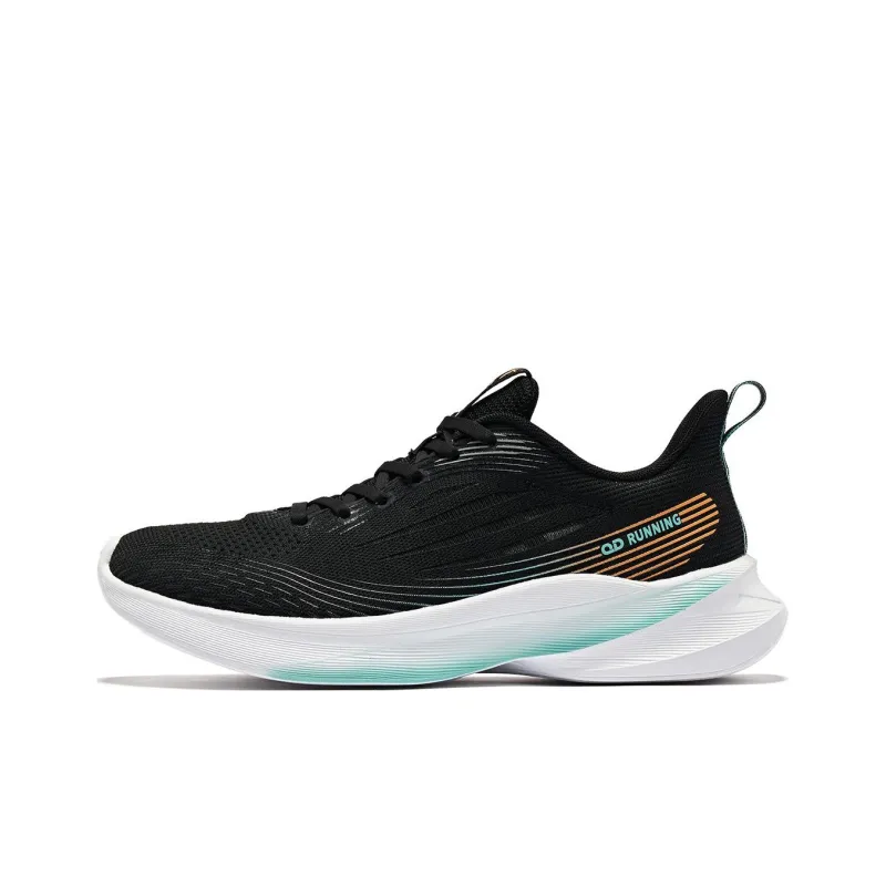 QIAODAN Sigh 4.0 Anti Slip Wear Resistant Low Top Running Shoes Men's Black Cyan-0